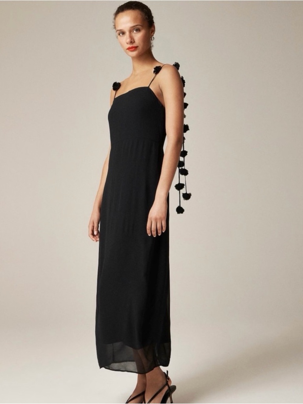 J. Crew Collection rosette-strap sheath dress in chiffon - Picture 2 of 7
